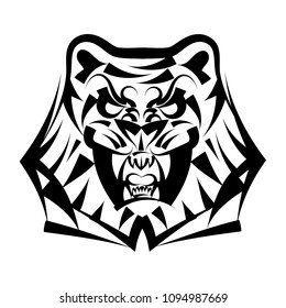 Vector illustration head ferocious tiger on a white background