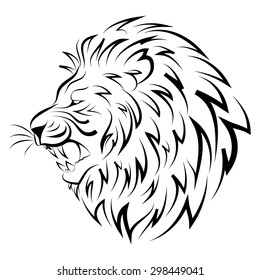 Vector illustration of head of lion isolated on white background