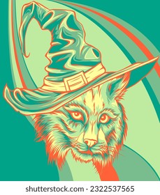 vector illustration of head lynx on colored background