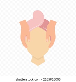 Ilustración vectorial del masaje de cabeza. Vector de color para el diseño de sitios web .Diseño simple sobre fondo transparente (PNG).