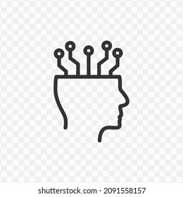 Vector illustration of head network icon in dark color and transparent background(png).