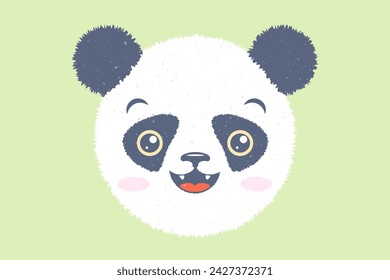 Vector illustration of head of a panda bear for children. Vector icon of kawaii panda for kids party. Baby panda bear emoji.