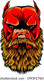 vector illustration of head pitbull with beard