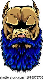vector illustration of head pitbull with beard