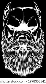 vector illustration of head pitbull with beard