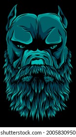 vector illustration of head pitbull with beard