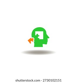 Ilustración vectorial de la cabeza con rompecabezas. Símbolo del pensamiento sistémico.