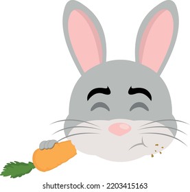 Vector illustration of the head of a rabbit cartoon eating carrot