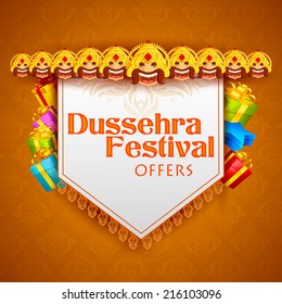 vector illustration of head of Ravana for Dussehra Festival Offer