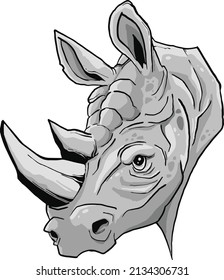 a vector illustration of the head of rhino