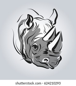 Vector illustration of the head of a rhinoceros