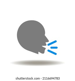 Vector illustration of head screaming. Icon of reprimand, rebuking, instructing, scolding, blaming. Symbol of anger shouting reprehension.