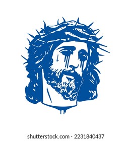 vector illustration of head silhouette of god jesus