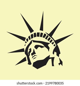 Vector illustration of the head of the Statue of Liberty, New York, USA. art of liberty