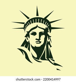 Vector illustration of the head of the Statue of Liberty, New York, USA. art of liberty