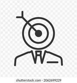 Vektorgrafik des Kopfzielsymbol-Symbols in dunkler Farbe und transparentem Hintergrund (png).