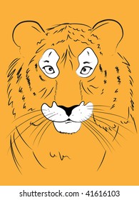 vector illustration of the head of a tiger, a stylized hand-drawing