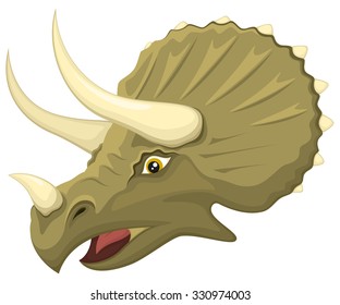 Vector illustration of the head of a triceratops dinosaur.