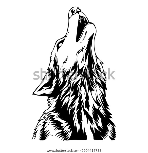 Vector Illustration Head Wolf Position Facing Stock Vector (Royalty ...