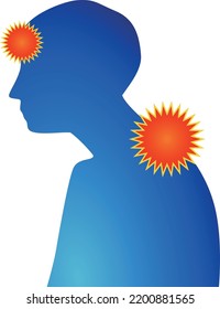 Ilustración vectorial del dolor de cabeza y cuello con gradiente