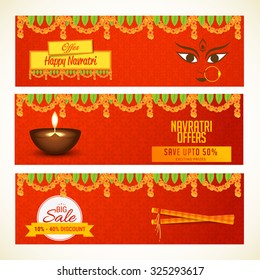 Vector illustration header or banner Navratri or Happy Diwali festival offer background.