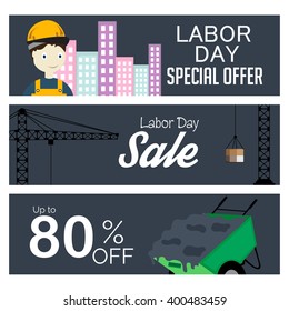 Vector illustration of a header for Happy Labor Day.