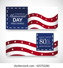 Vector illustration of a Header for Happy Memorial Day.