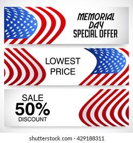 Vector illustration of a Header for Happy Memorial Day.
