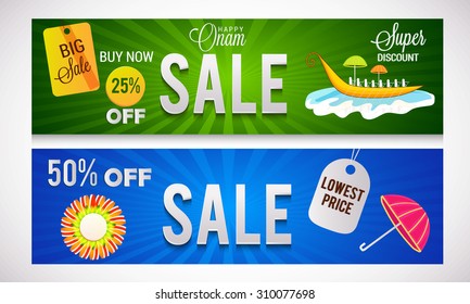 Vector illustration a header for Onam sale.
