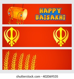 Vector illustration of a Header for Punjab New Year (Baisakhi Mubarak) Happy Baisakhi festival.