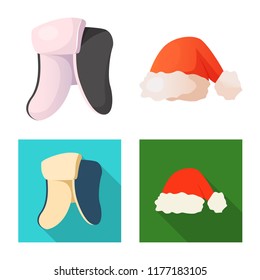 Vector illustration of headgear and cap icon. Set of headgear and accessory vector icon for stock.