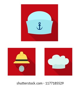 Vector illustration of headgear and cap icon. Set of headgear and accessory stock vector illustration.
