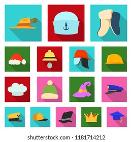 Vector illustration of headgear and cap icon. Collection of headgear and accessory vector icon for stock.