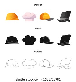 Vector illustration of headgear and cap icon. Collection of headgear and accessory stock vector illustration.