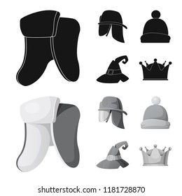 Vector illustration of headgear and cap icon. Collection of headgear and accessory stock vector illustration.