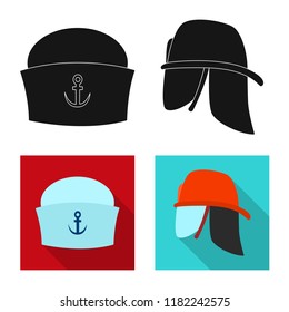 Vector illustration of headgear and cap icon. Set of headgear and accessory stock symbol for web.