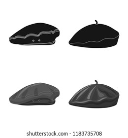 Vector illustration of headgear and cap icon. Collection of headgear and accessory vector icon for stock.
