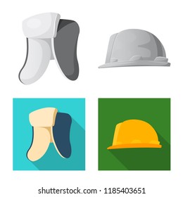 Vector illustration of headgear and cap icon. Set of headgear and accessory stock vector illustration.