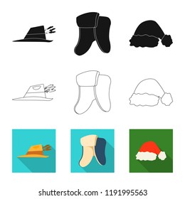 Vector illustration of headgear and cap icon. Collection of headgear and accessory stock symbol for web.