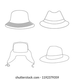 Vector illustration of headgear and cap icon. Collection of headgear and accessory stock vector illustration.