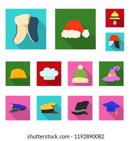 Vector illustration of headgear and cap icon. Set of headgear and accessory stock symbol for web.