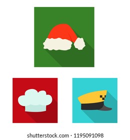 Vector illustration of headgear and cap icon. Set of headgear and accessory stock symbol for web.