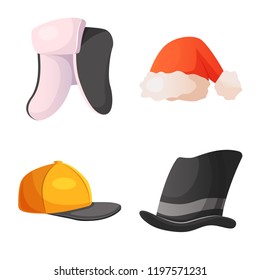Vector illustration of headgear and cap icon. Collection of headgear and accessory stock vector illustration.
