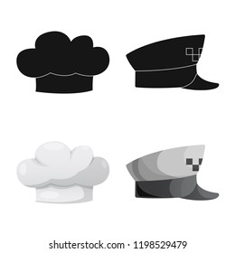 Vector illustration of headgear and cap icon. Collection of headgear and accessory vector icon for stock.