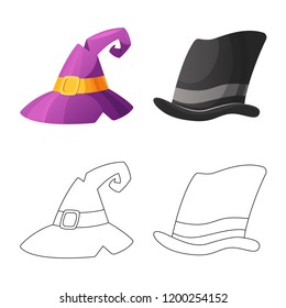Vector illustration of headgear and cap icon. Set of headgear and accessory stock symbol for web.