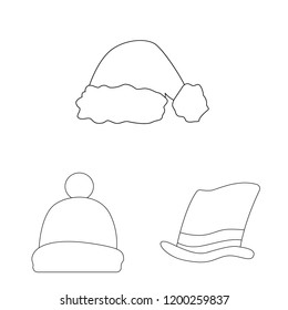 Vector illustration of headgear and cap icon. Collection of headgear and accessory vector icon for stock.
