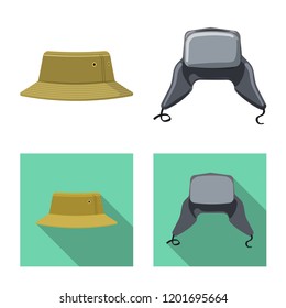 Vector illustration of headgear and cap icon. Set of headgear and accessory stock vector illustration.