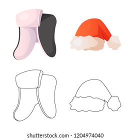 Vector illustration of headgear and cap icon. Set of headgear and accessory stock vector illustration.