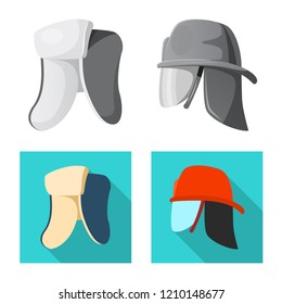 Vector illustration of headgear and cap icon. Collection of headgear and headwear stock vector illustration.