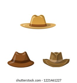 Vector illustration of headgear and cap icon. Collection of headgear and accessory vector icon for stock.